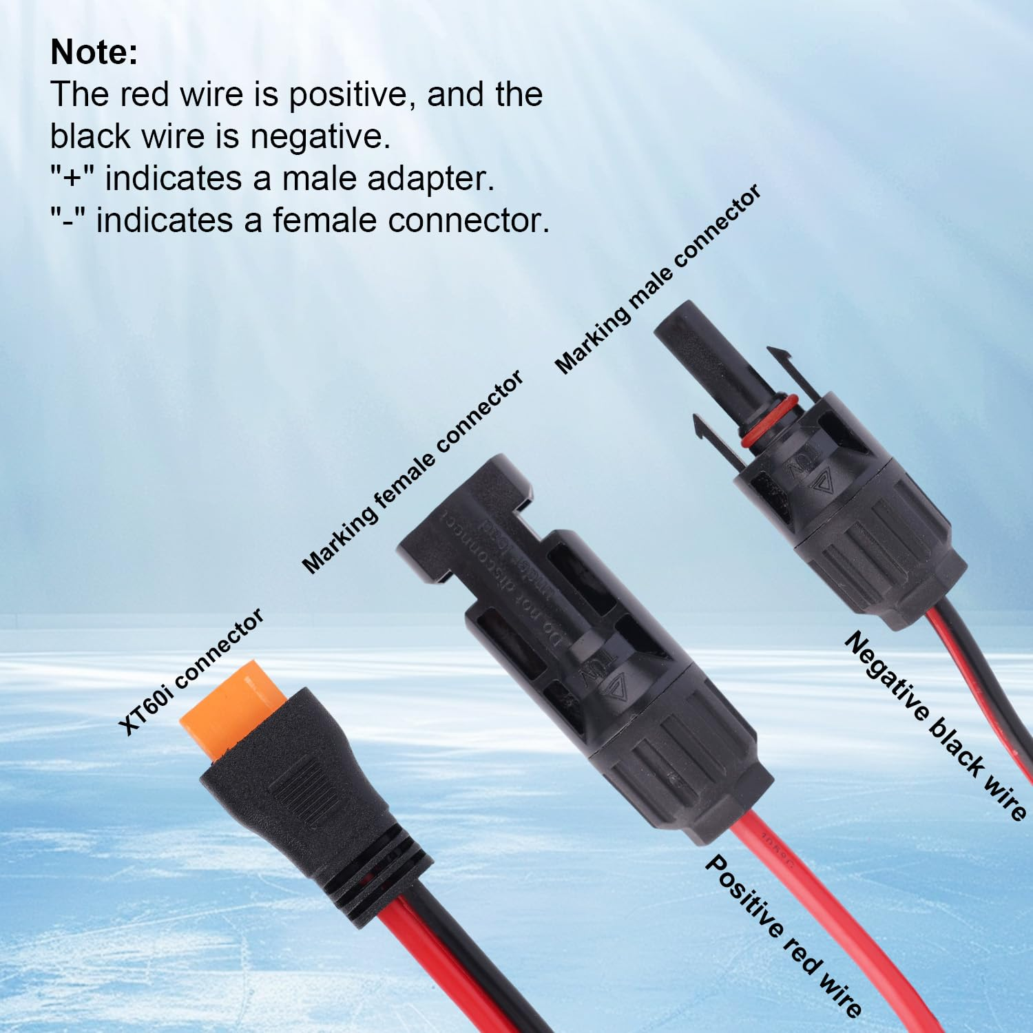 Solar to Xt60I Cable, 12AWG 10FT Xt60I Solar Charging Cable Connector for Foldable Panel Lifepo4 Battery Portable Power Station Generator