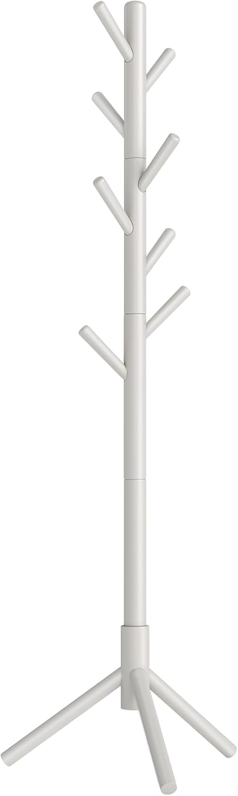 VASAGLE Solid Wood Coat Rack, Free Standing Tree-Shaped Coat Rack with 8 Hooks, 3 Height Options, for Clothes, Hats, Bags, Living Room, Bedroom, Home Office, Caramel Brown URCR01WN