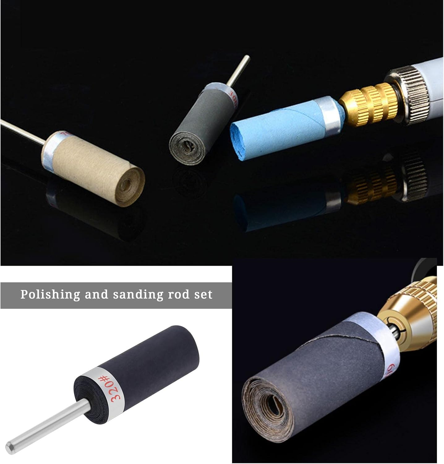 Emagtech 10PCS Grinding Head Sandpaper Stick Sanding Drums Sleeves Abrasive Wheel Woodworking Polishing Tool 320-3000 Grit image number 1