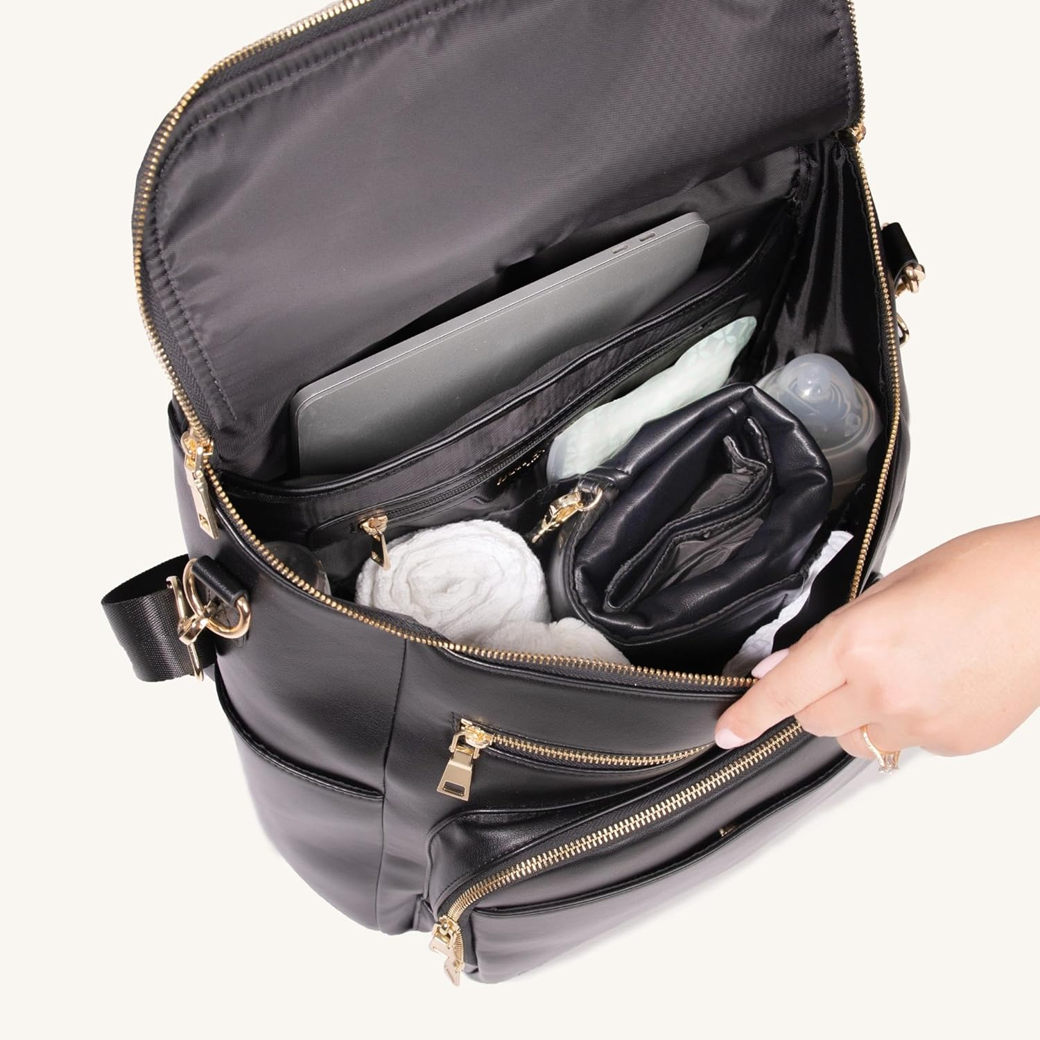 BEN & ELLIE BABY Nappy Bag Backpack, Unisex Diaper Bag for Newborn Parents, Large Capacity with Stroller Straps image number 4