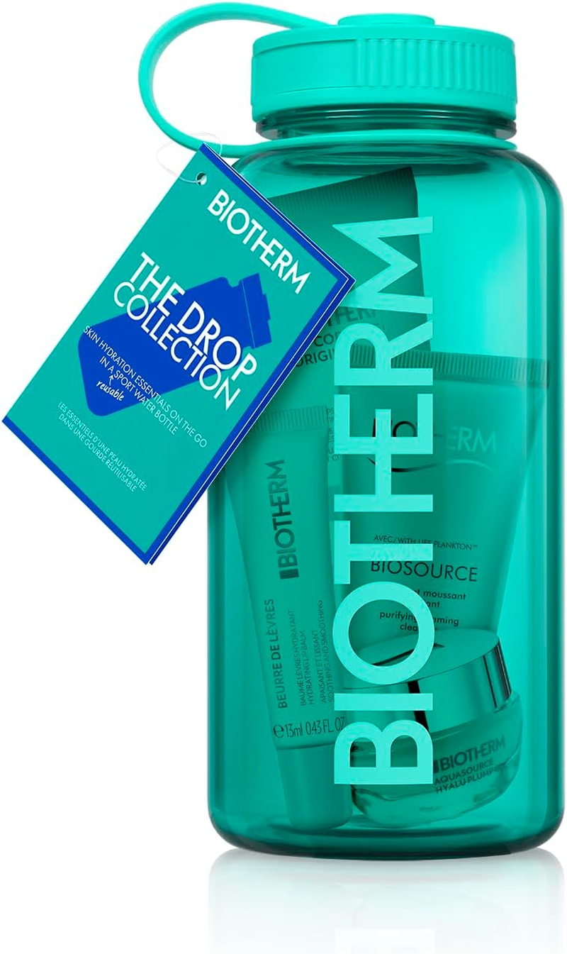 Biotherm the Drop - Aqua Drop for Women, Skin and Body Hydration Essentials for Normal to Oily Skin, Packed in a 1L Recycled, Reusable Plastic Water Bottle, with 4 Body and Skincare Products image number 2