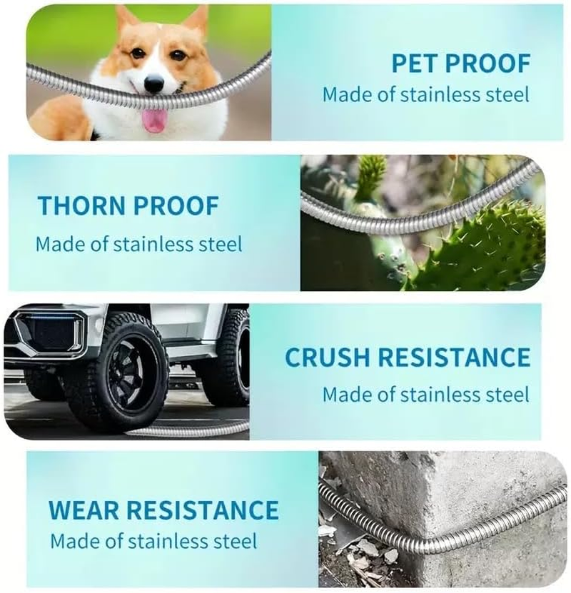 Expandable Metal Garden Hose 50 FT - 304 Stainless Steel Water Hose 50 FT - Lightweight Non Kinking Flexible Garden Hose, No Bite (1500, Centimeters)