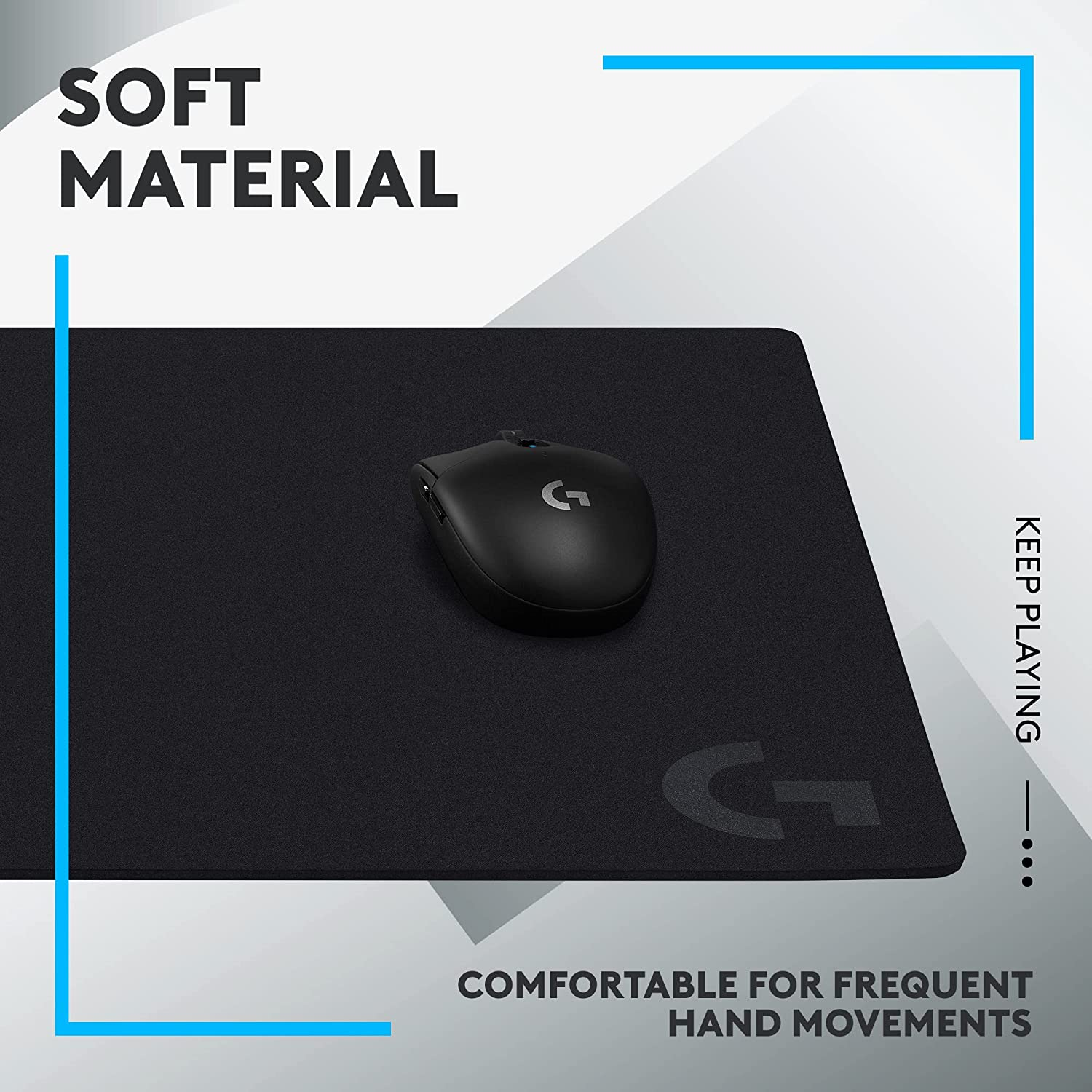 Logitech G640 Large Cloth Gaming Mouse Pad, Optimised for Gaming Sensors, Moderate Surface Friction, Non-Slip Mouse Mat, Mac and PC Gaming Accessories, 460 X 600 X 3 Mm - 34L X 28W Cm (Pack Of 2), Regular, Cloth image number 5