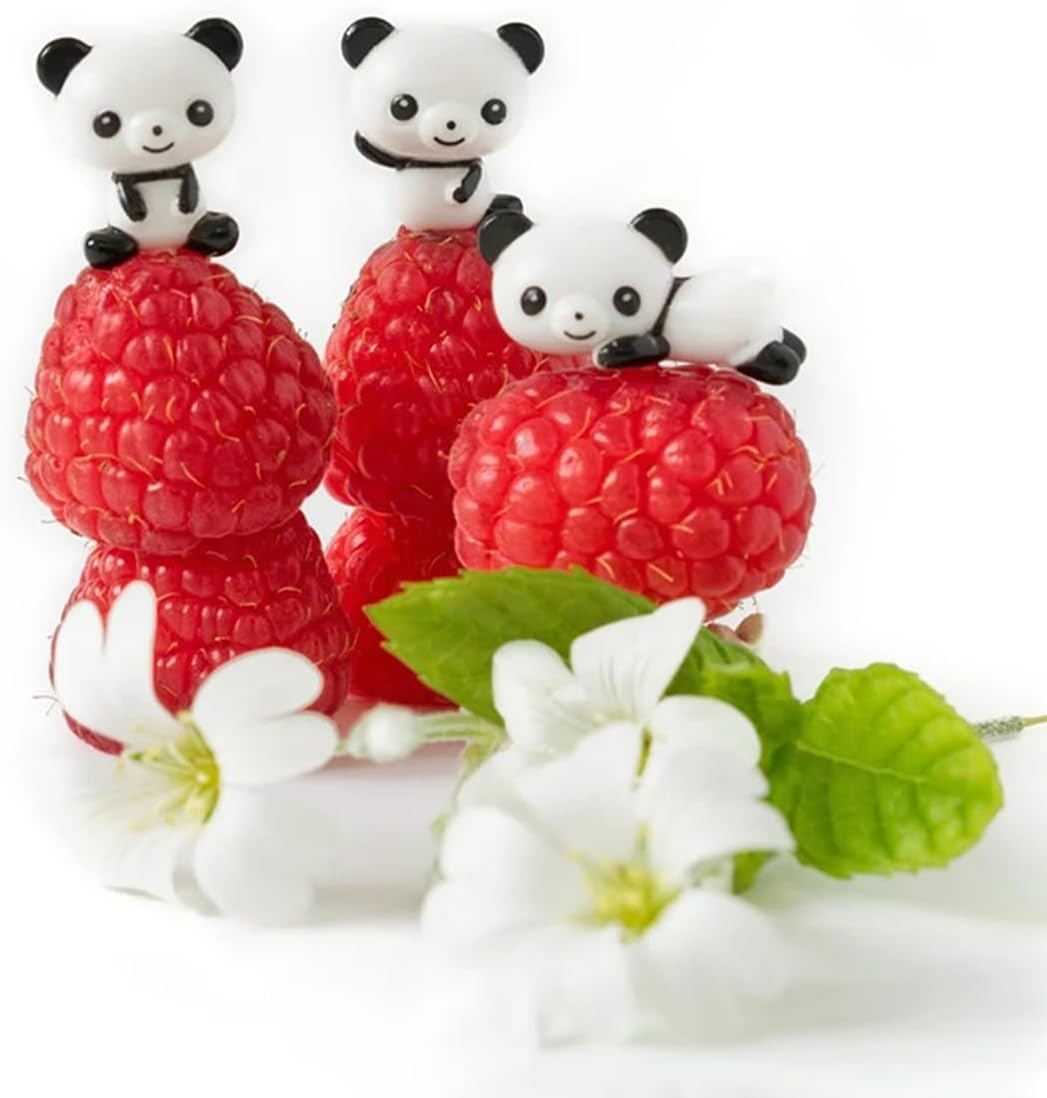 8Pcs/Set Cartoon Animal Fruit Fork Panda Lunch Picks, Kids Snack Dessert Decoration Mini Forks Toothpick Lunch Salad Decoration Accessories Cake Picks (Panda) image number 1