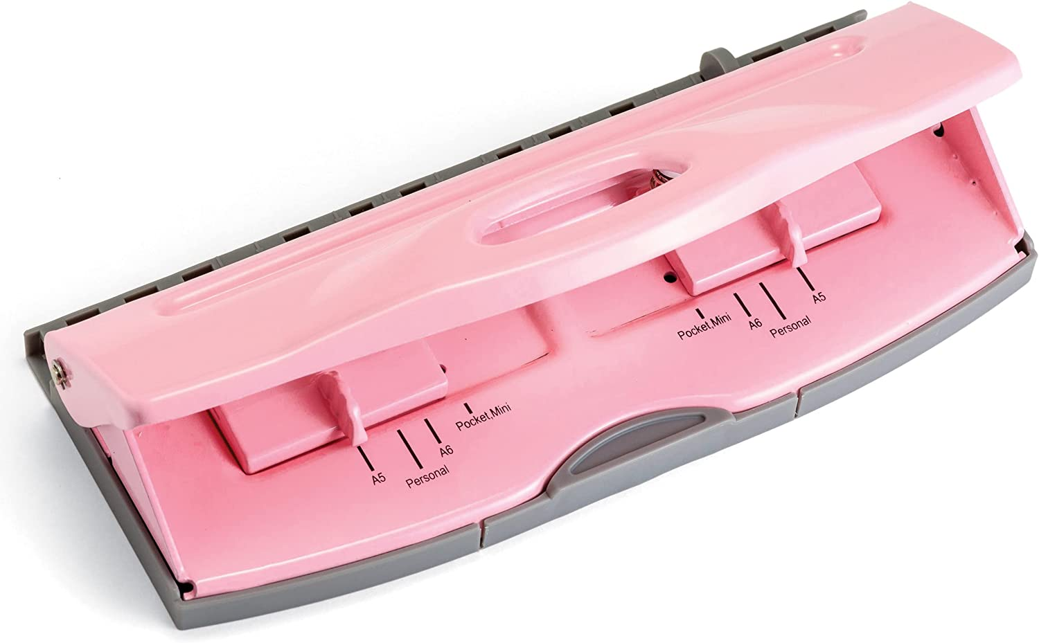Officemate Adjustable 6-Hole Punch for Planners and Binders, 8 Sheet Capacity, Pink (90161) - Black image number 7