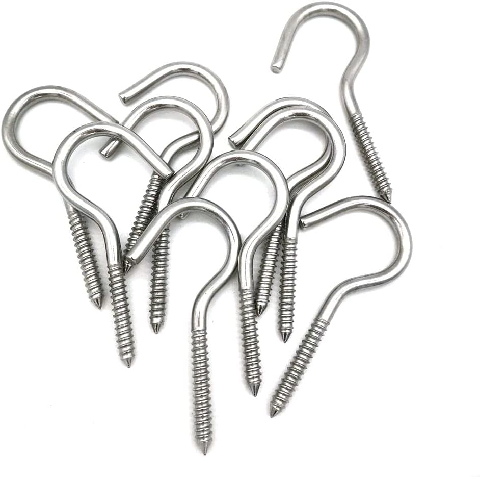 JY-MARINE 3.3 Inch Stainless Steel 316 Screw-In Hooks Eye Bolt Marine Grade, Heavy Duty Ceiling Hooks for Indoor and Outdoor Hanging Plants 10 Pieces image number 3