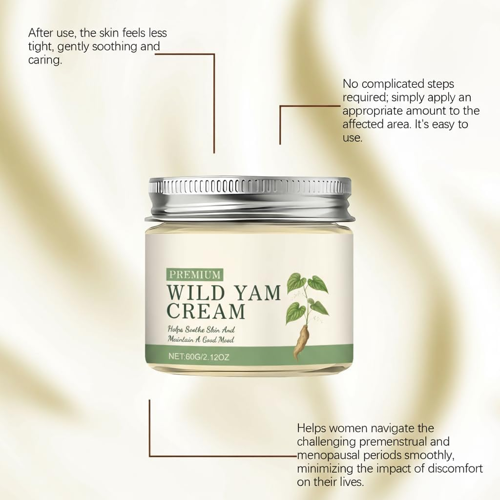 Wild Yam Cream Hormone Balance, Skin Hydrating & Nourishing Moisturiser for All Skin Types, Firm and Nourish the Skin, Estrogen Support Balm, Alleviate Menopause-Related Issues (4PCS) image number 6