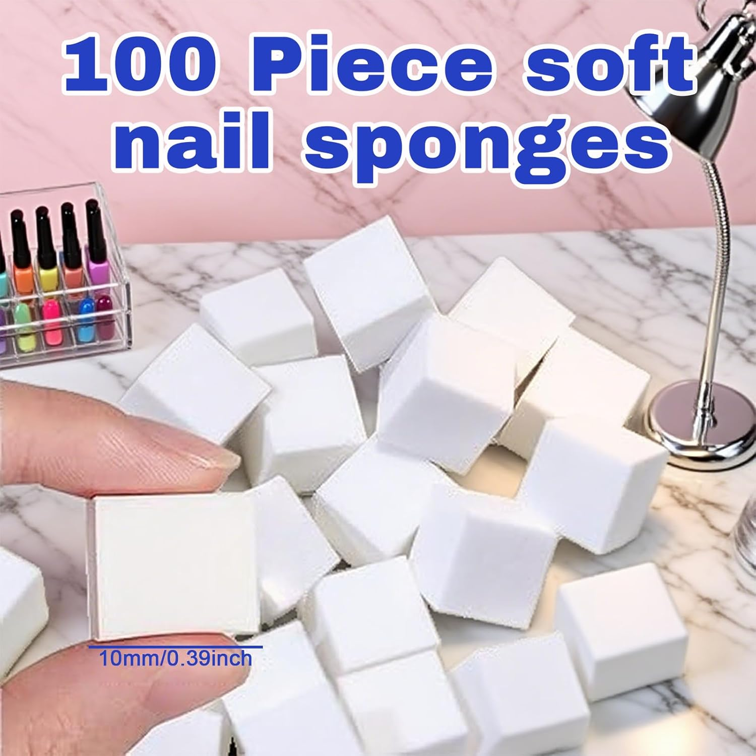 100 Pcs Nail Sponges with Metal Grabber, Nail Buffer Block, Nail Art Tools Sponge Brush, Used to Create a Variety of Nail Art Patterns image number 4