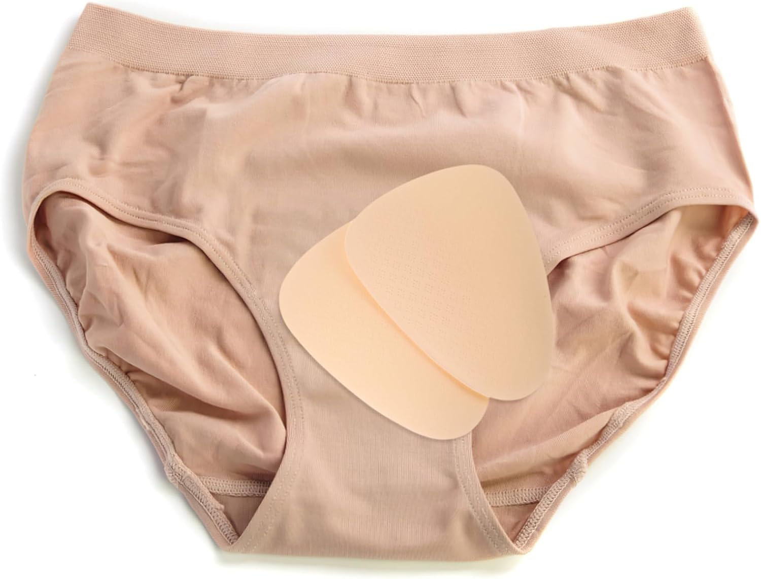 2Pcs Women Private Chinlon Underwear Pad Hiding Insert Panty Supplies Replacement Swim Private Pads Comfortable Soft Cover for Female Intimate Areas Beige image number 5