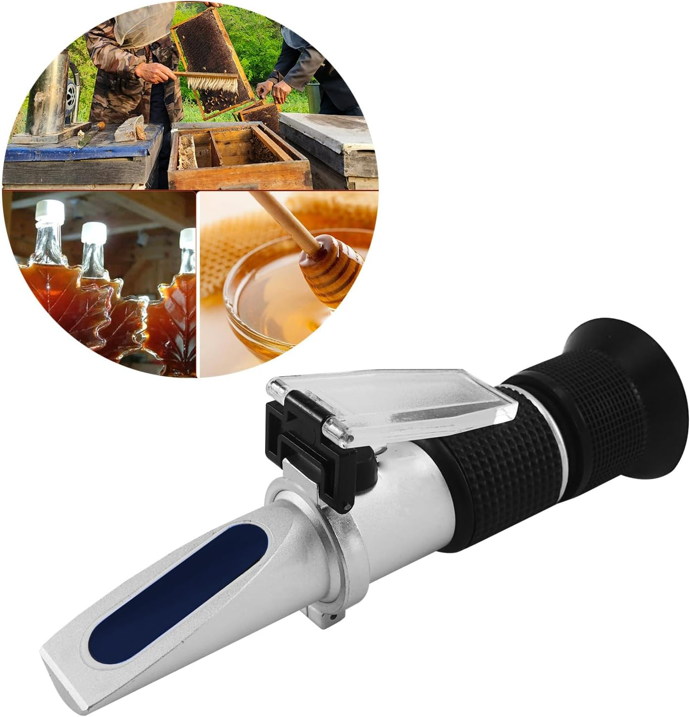 QUMOX 3-In-1 Honey Refractometer for Moisture, Brix and Baume, 58&ndash;90% Brix Scale &ndash; No Battery Needed, ATC Optical Tester for Honey, Syrup, Molasses, Beekeeping & Food Processing image number 5