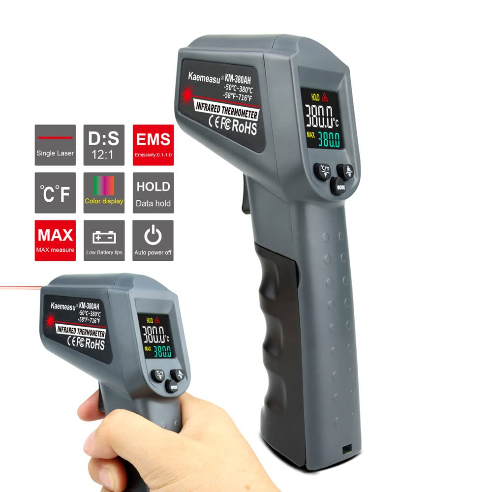 Digital Line Object Temperature Measureme Tool Handheld ℃ ℉ Switchable Measuring Device Multicolor KM-380AH