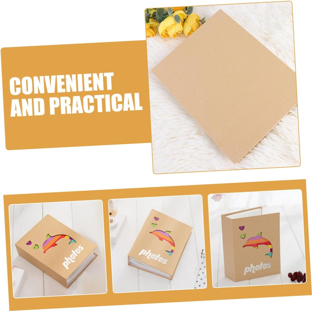 Baby Photo Album 5X7 Inches 200 Pages Colored Kraft Paper Adorable Design for Children and Baby Picture Storage