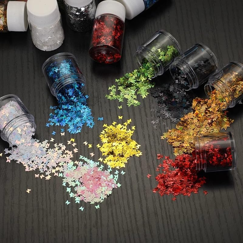 Heart Glitter Confetti 2Mm Heart-Shaped Confetti Laser Sequins for Party Decoration, DIY Crafts, Premium Nail Art (Butterfly, One Size) image number 3