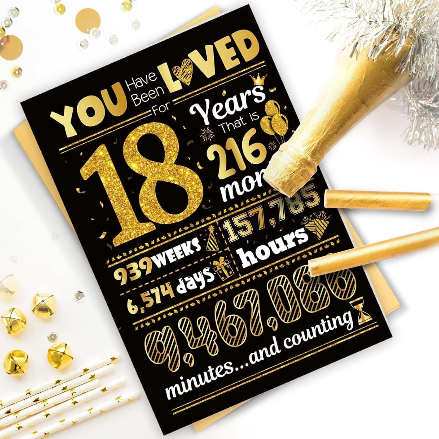 18Th Birthday Card for Women Men,Happy 18 Birthday Greeting Card for Mom Dad Husband Wife Brother Sister Friends,Party Decor Supply Ideas Birthday for Him or Her image number 2
