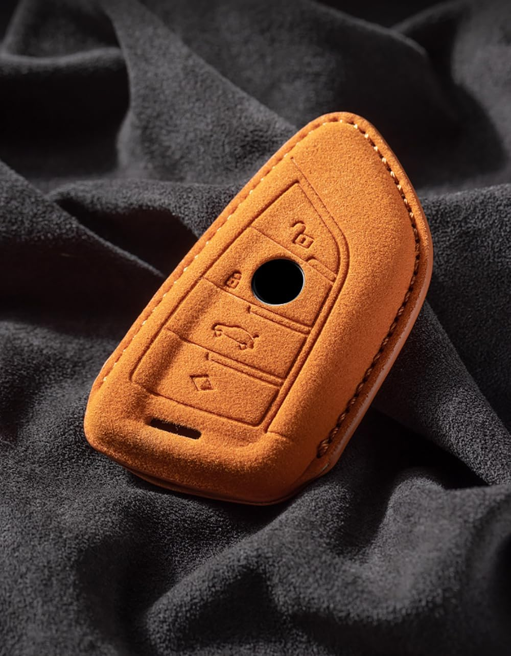 Ontto Suede Car Key Fob Cover Fit for BMW 2 3 5 6 7 8 Series X1 X2 X3 X4 X5 X6 X7 Z4 G29 G20 G32 GT G11 F39 Leather Smart Key Case Keyring Shell Key Holder Keychain Styling Accessories Black 2 image number 6