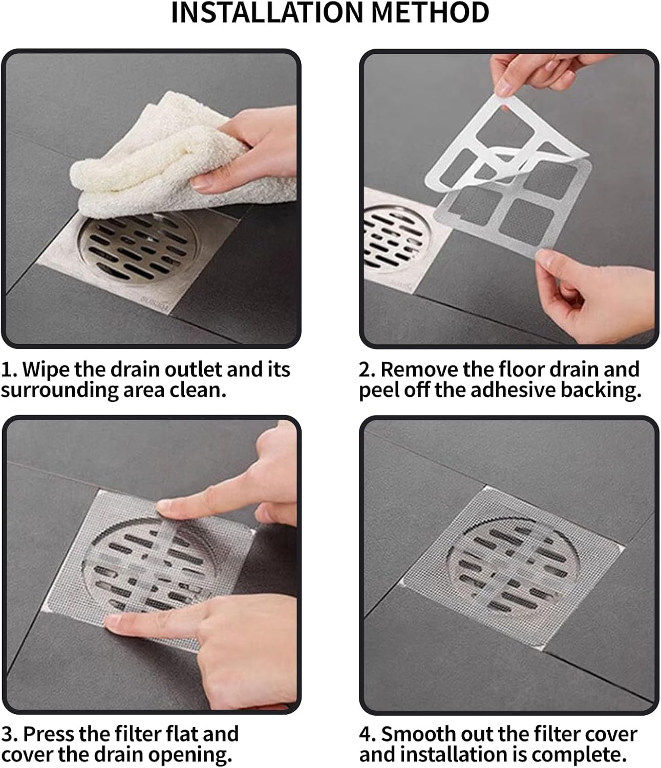 100Pcs Drain Stickers,Floor 4 Inch Sink Strainer Mesh Bag,Shower Drain Hair Catcher,For Bathtub Drain Cover for Kitchen Bathroom,Screen Window,Etc image number 2