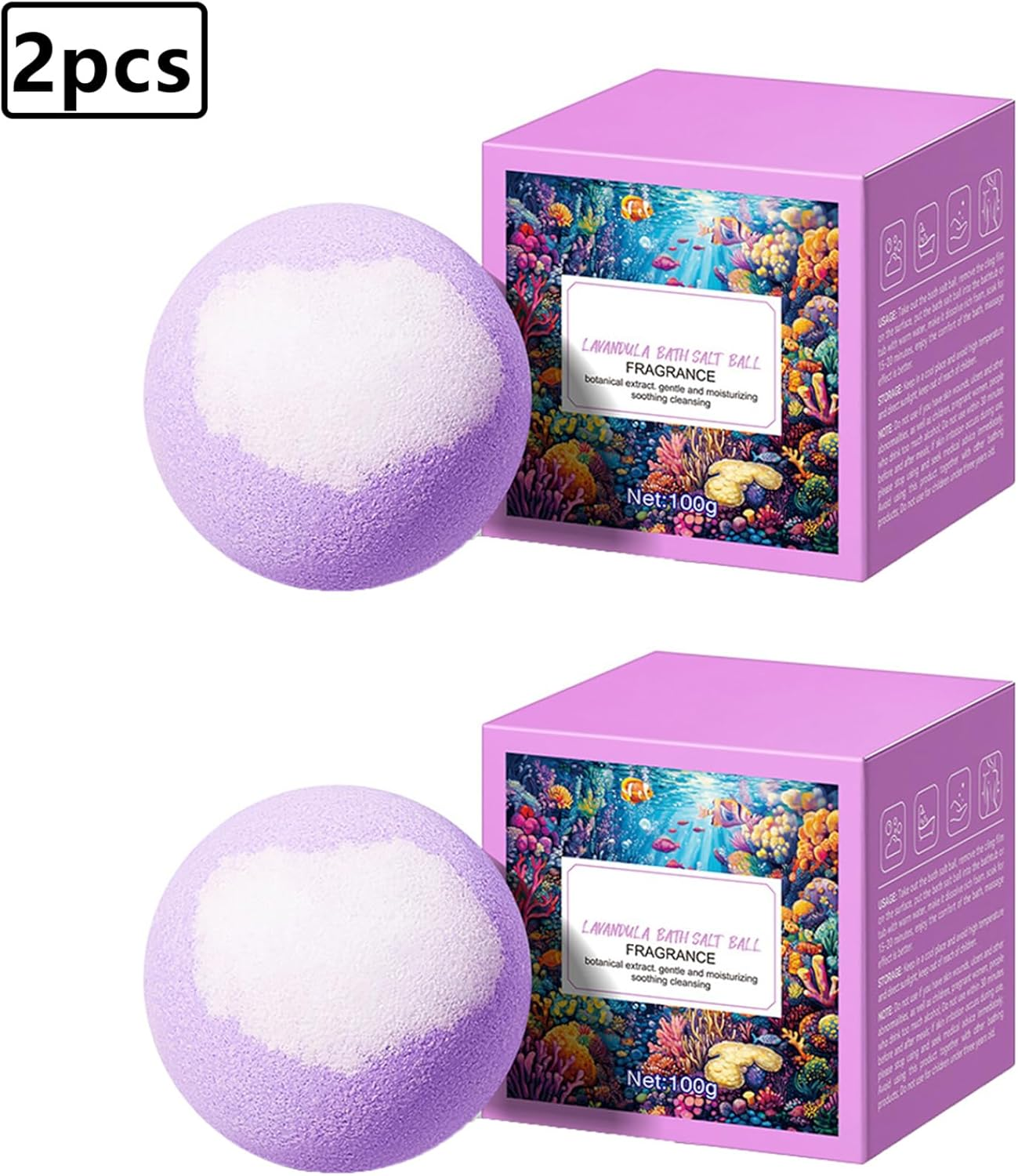 Jugaoge 2-Pack Bath Fizzies with Fruit Essence, Moisturizing Bath Bombs for Soft Skin Lavender One Size - Lavender image number 5