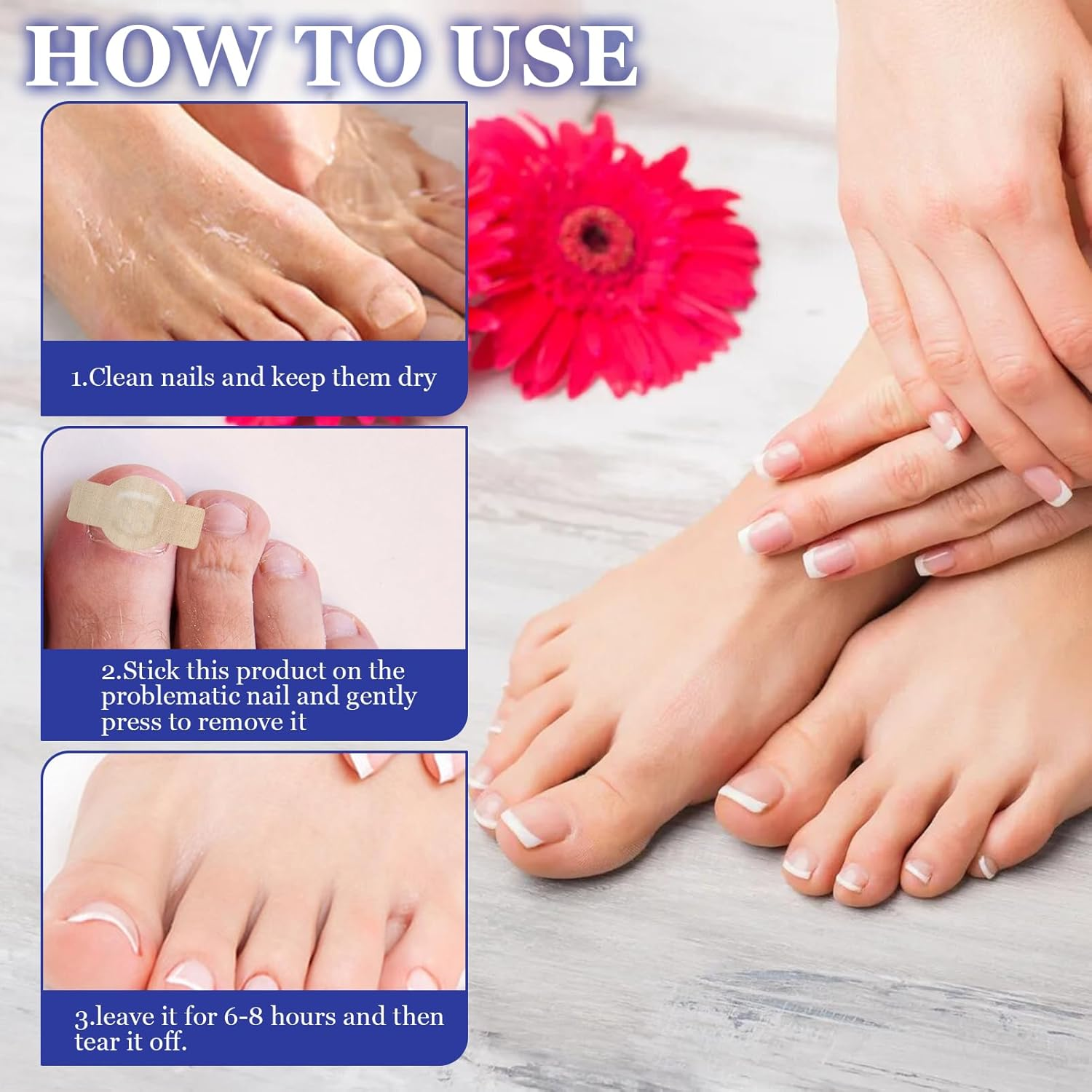 3 Packs of Toenail Treatment, Nail Digging Repair Patches, Split Nail Repair Strengthening Nails, Nail Digging Repair Plasters for Damaged Nails and the Appearance of Discoloured Nails image number 2