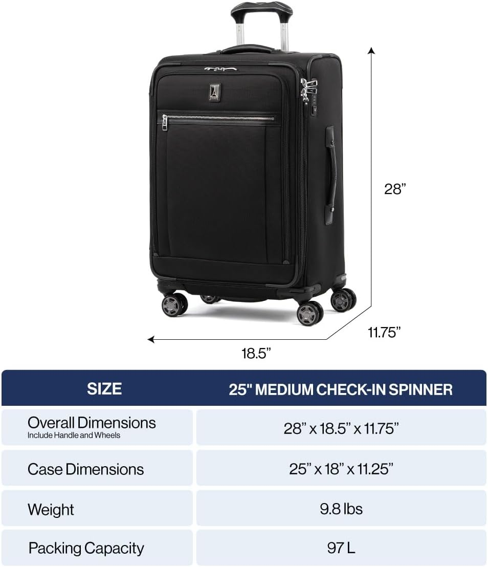 Travelpro Platinum Elite Softside Expandable Luggage 8 Wheel Spinner Suitcase image number 6
