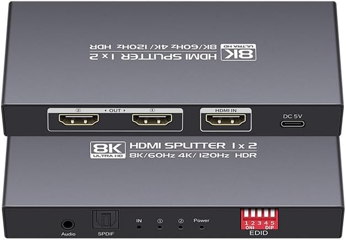 Diaogenlee 8K HDMI 2.1 Splitter 1 in 2 Out 4K120Hz, Compatible with Xbox Series X, PS4 Pro, PS5, Blu-Ray Player image number 3