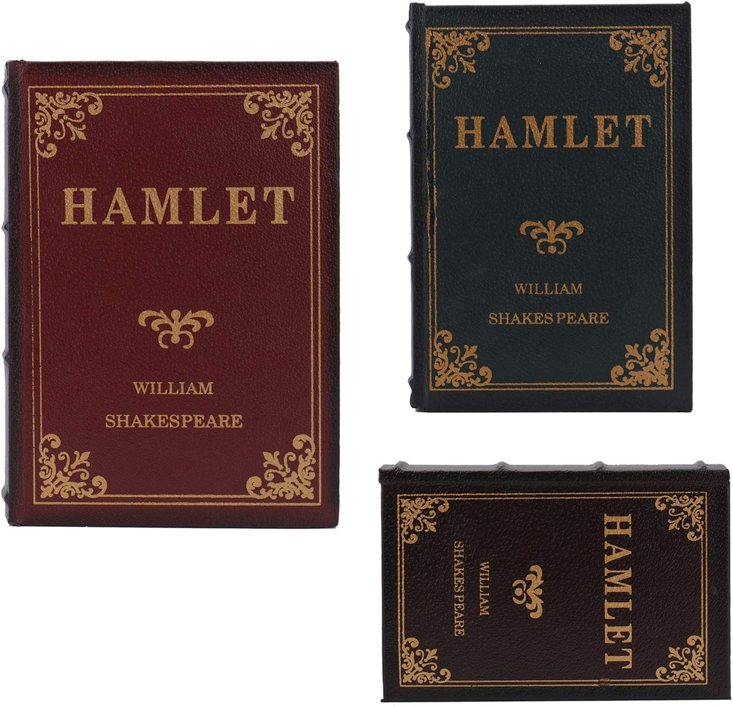 Tosnail 3 Pack Decorative Book Boxes Wooden Antique Book Decorations Vintage Book Storage Box image number 1