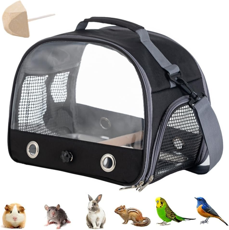 Backpack for Birds with Wooden Stick, Bird Carry Bag with Standing Bar and Stainless Steel Tray, Lightweight Backpack for Parrot, with Stainless Steel Tray and Standing Pole, for Parrots, Parakeets