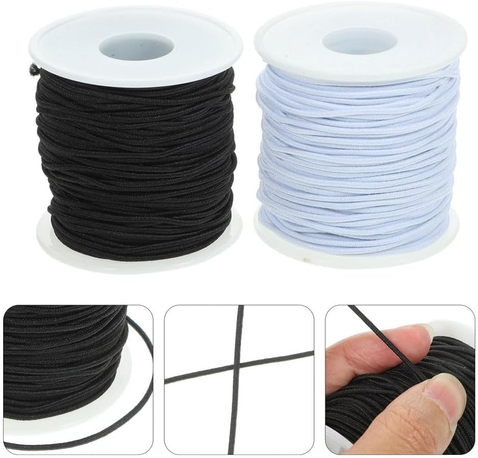 2PC Nylon Bracelet String, 1Mm Nylon Thread String Beading Thread Black White Chinese Knotting Cord for Friendship Bracelet Necklace Jewellery Making DIY Macrame Craft, 200 Yards Totally image number 2