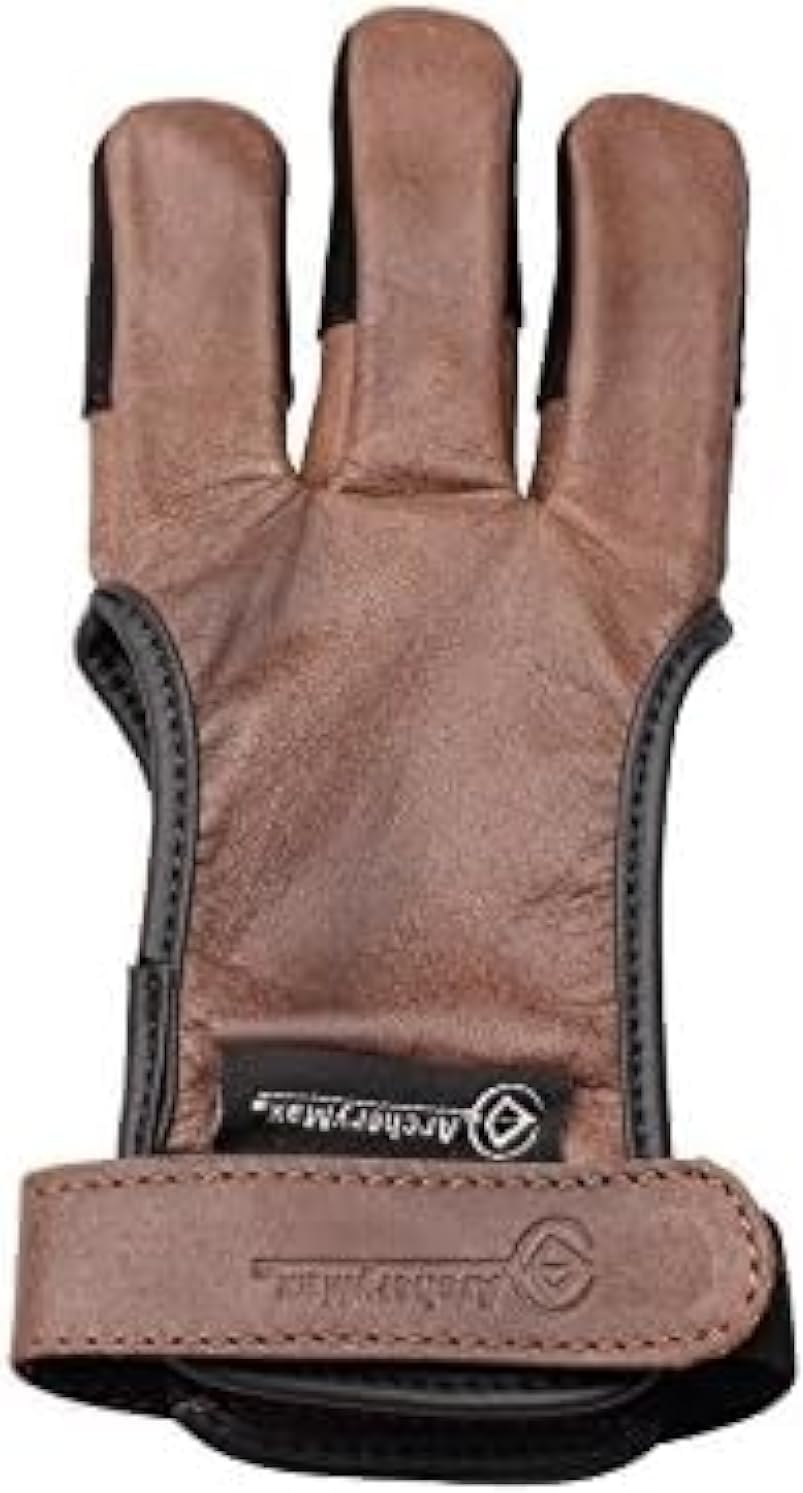Handmade Brown Leather Three Finger Archery Gloves image number 2