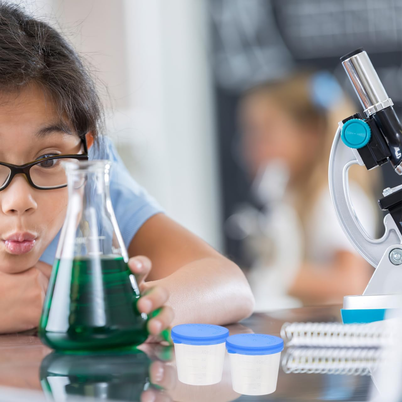 Sample Jar with Lid 50Pcs Leak-Proof Specimen Cups Clear Plastic Fluid Sample Containers for Home and Laboratory Testing image number 2