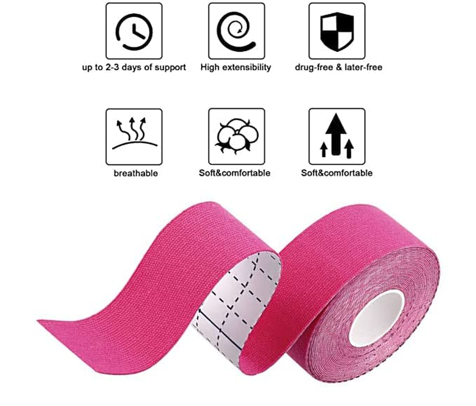 Anti-Wrinkle Myofascial Lift Tape, 1Roll Facial Myofascial Eye and Neck Toning Facial Face Lift Tape, Face Tightening and Lifting Patches for Women'S Skin, Pink image number 3