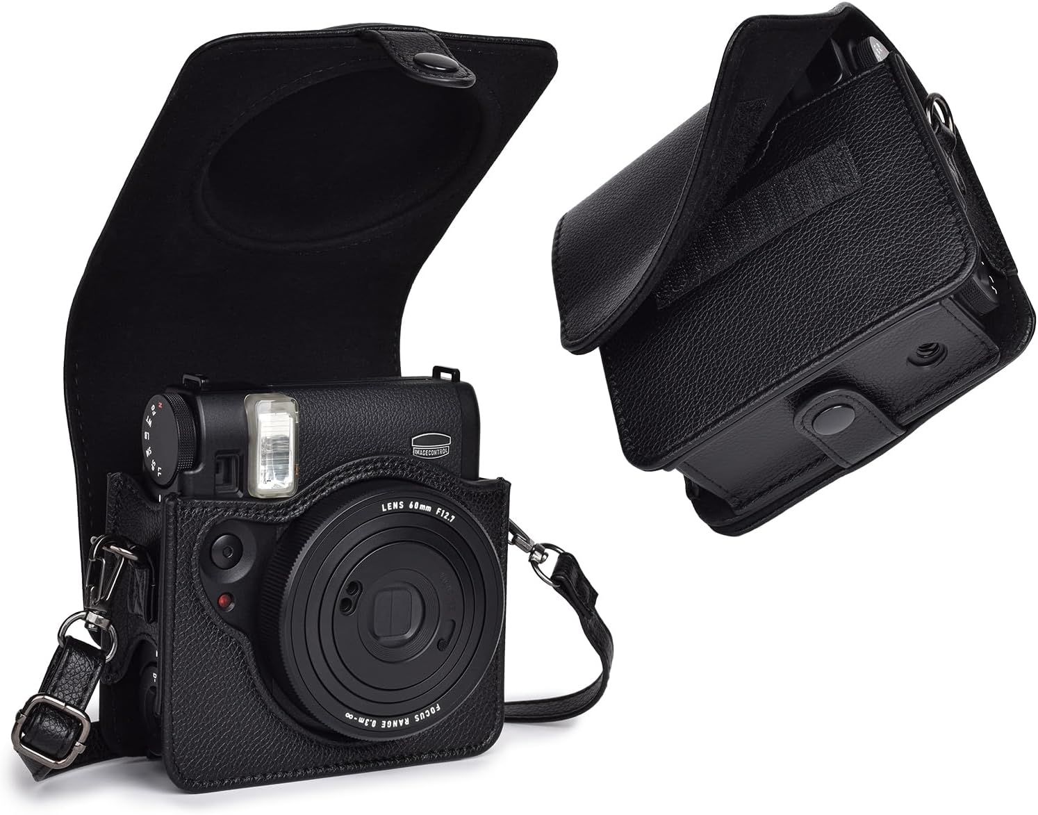 Rieibi Camera Case for Instax Mini 99 - PU Leather Protective Case for Fujifilm Instax Mini 99 Instant Camera - Removable Case with Shoulder Strap Velcro Fastener - Brown