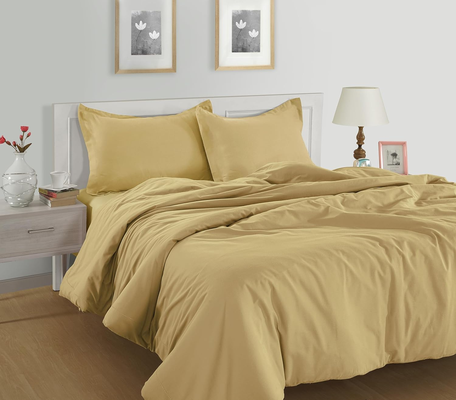 Lane Linen 100% Organic Cotton Duvet Cover 3-Piece Set (1 Duvet Cover, 2 Pillowcases), Cocoon, Queen Quilt Cover image number 4