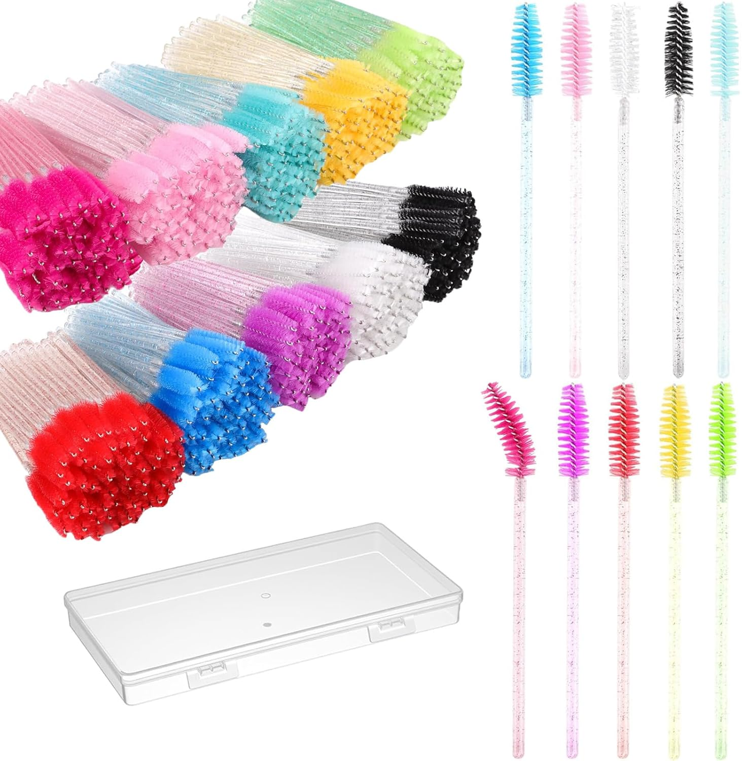 150 PCS Disposable Eyelash Brushes, 10 Color Mascara Wands with Storage Container, Lash Eyebrow Spoolie Brushes Kit with Soft Flexible Head for Eyelash Extensions, Eyebrow and Makeup image number 5