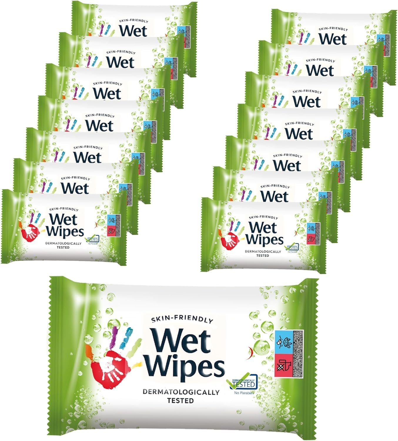 Compact Pocket-Sized Wet Wipes for Skin and Hands, 210 Wipes (14 Pack) &ndash; Practical for Bag, Ideal for Travel,School, Office Use image number 4