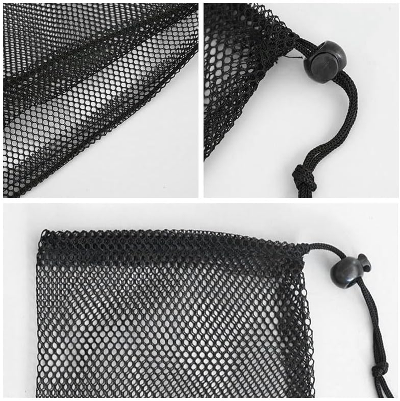 Oruola 6Pcs Small Mesh Laundry Bags with Cord Lock - Drawstring Bags (3 Black, 3 White) image number 2