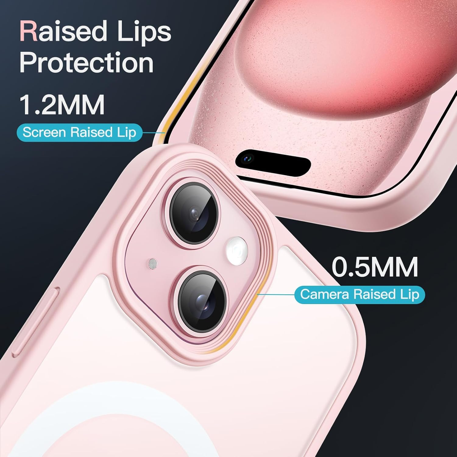 Jetech Magnetic Case for Iphone 15 6.1-Inch Compatible with Magsafe, Translucent Matte Back Slim Shockproof Phone Cover (Pink) image number 6