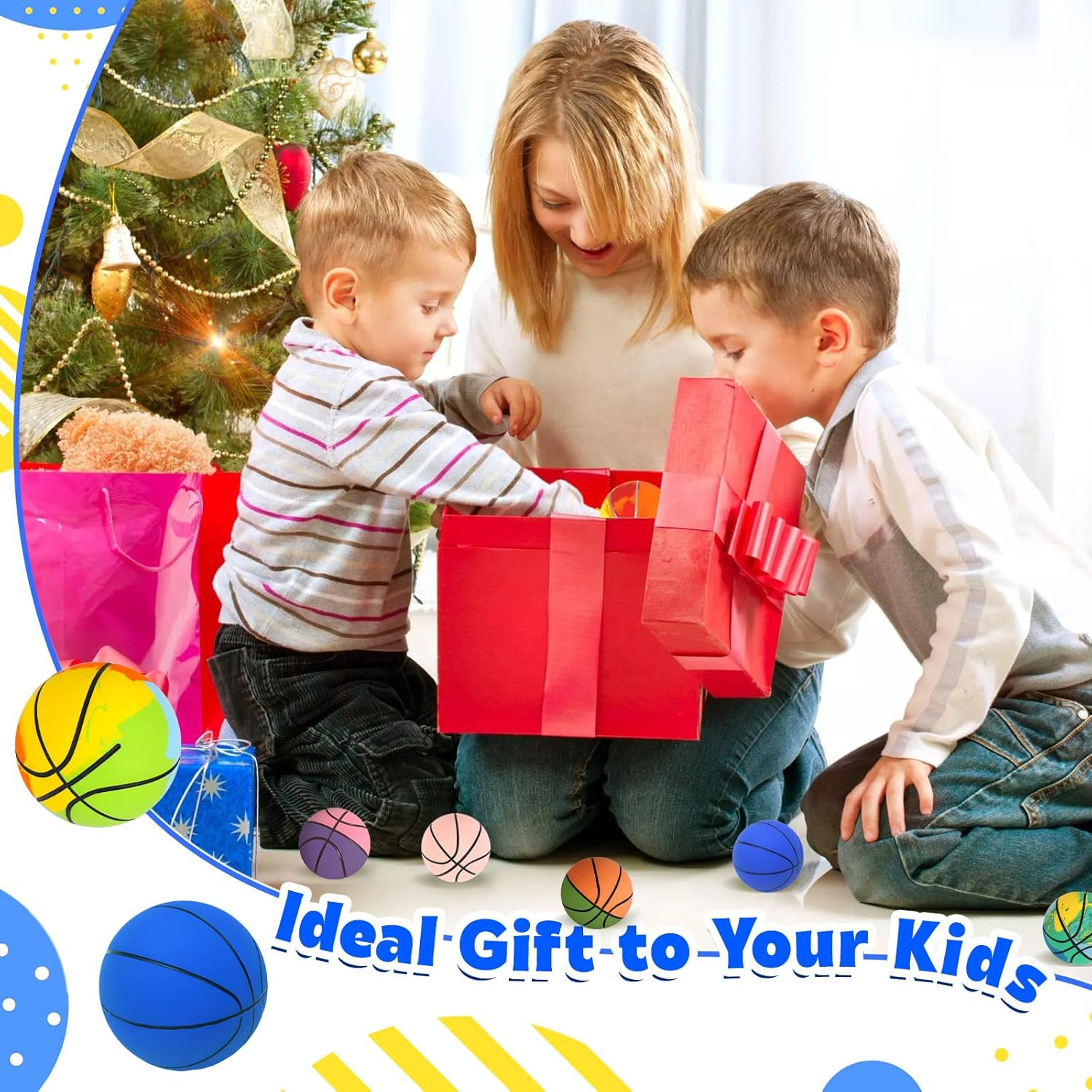 ZCOINS 20 Pcs Rubber Bouncy Balls Handballs Bulk for Kids, 6CM Mini Basketball Bouncy Hand Balls for Kids Party Favors, Party Bag Fillers, Outdoor Playground Game Activities, Children Gifts