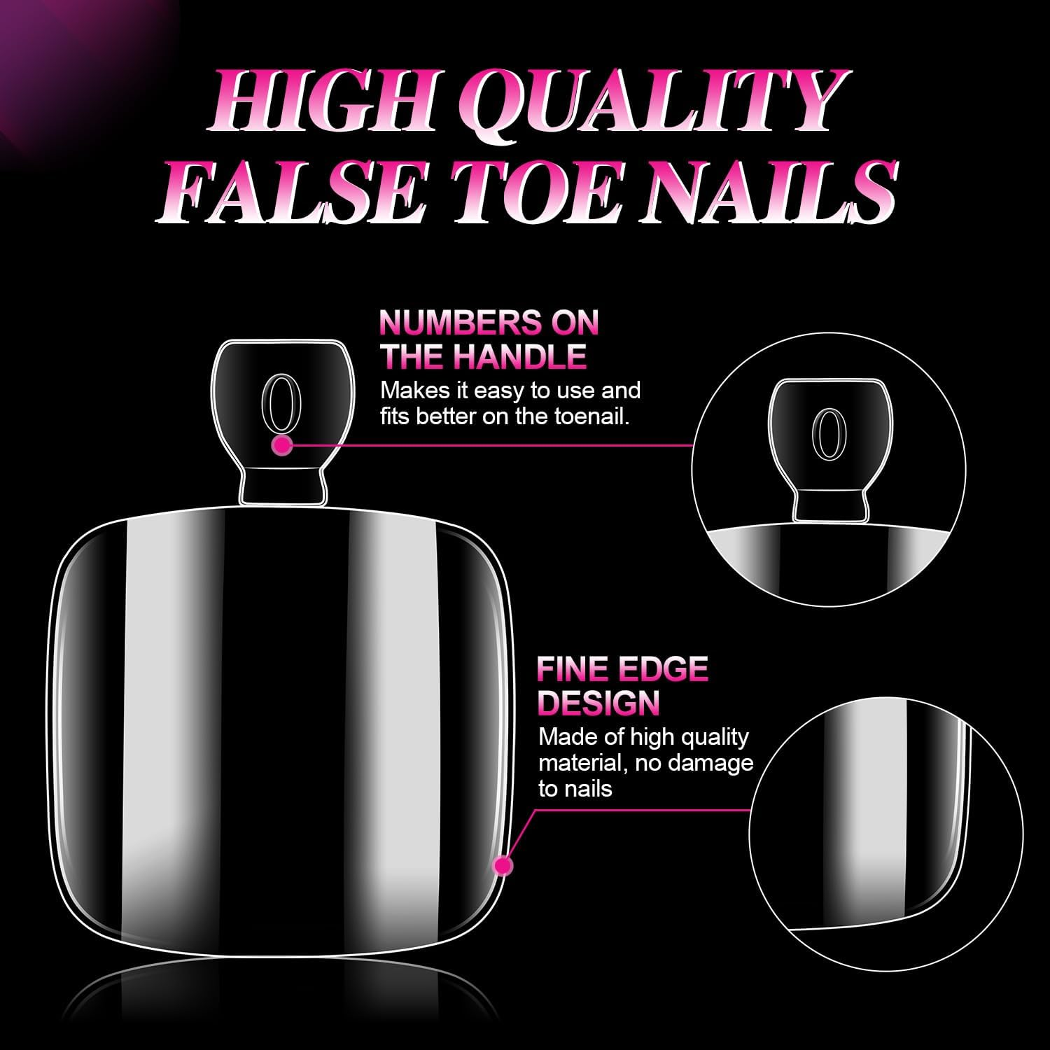 AIMEILI False Toe Nail Tips Clear Full Cover Toe Art Nails image number 5