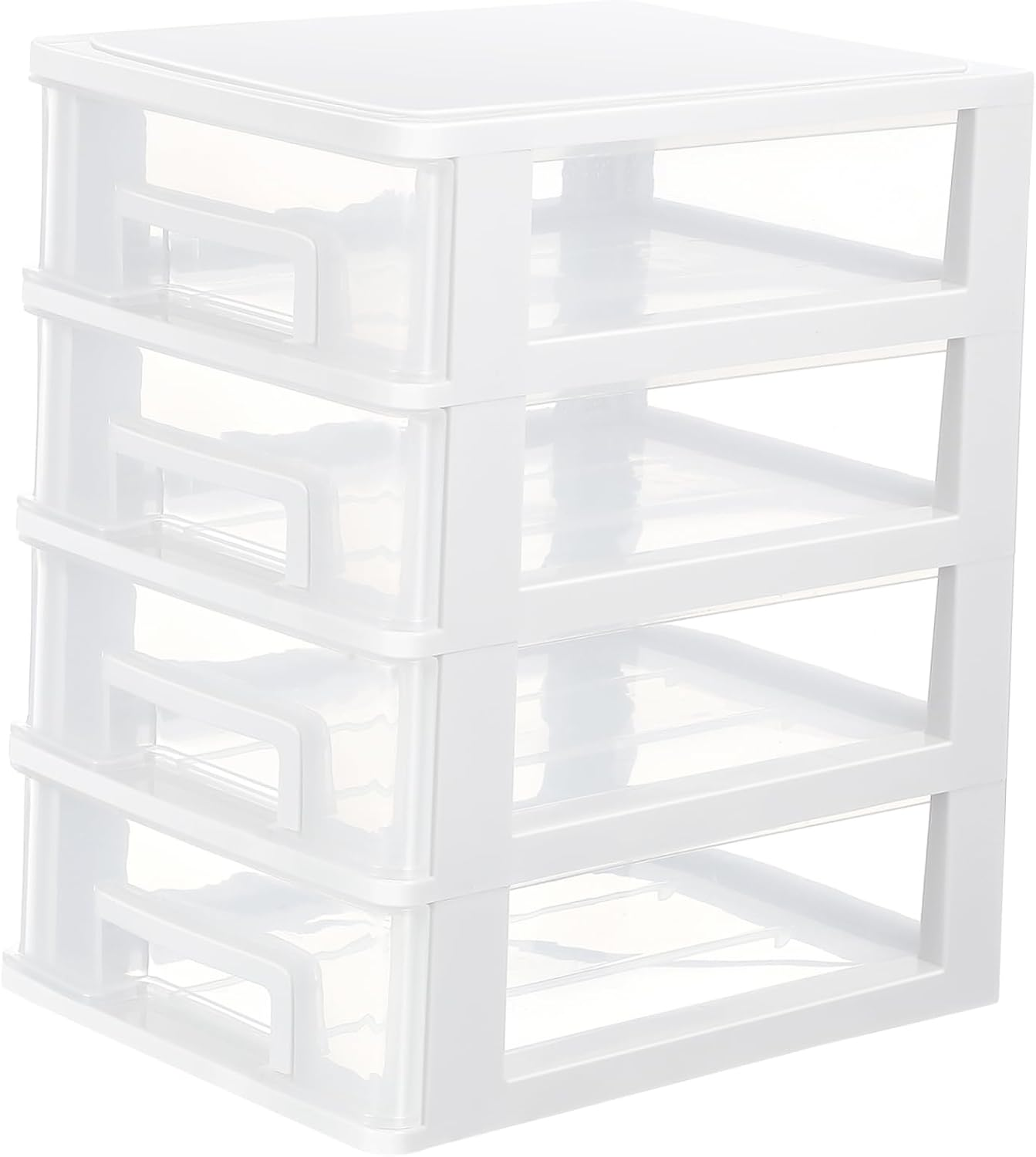 Beavorty 4-Layer Desktop Drawer Storage Box, Plastic Sundries Holder and Cosmetics Organizer for Makeup Tools, Compact Mini Storage for Bathroom, Bedroom, and Office Use (Black