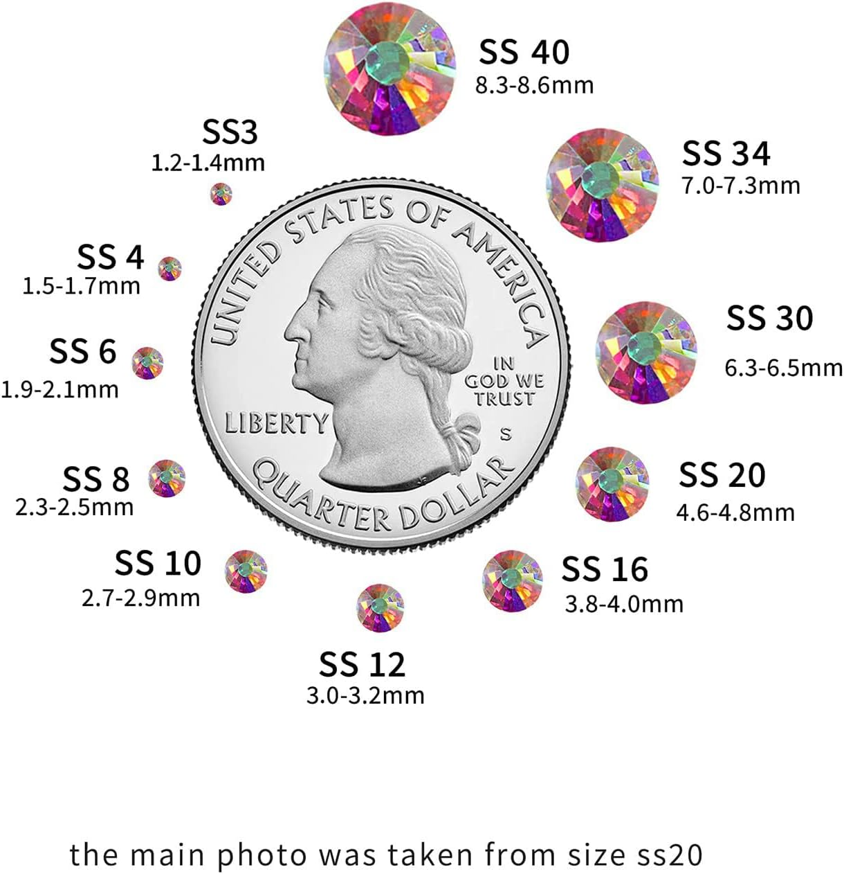 MYUER Flat Back Crystal Rhinestones, round Gems for Nail Art and Craft, Crystal AB (Crystal Ab-Ss20/1440Pcs) image number 2