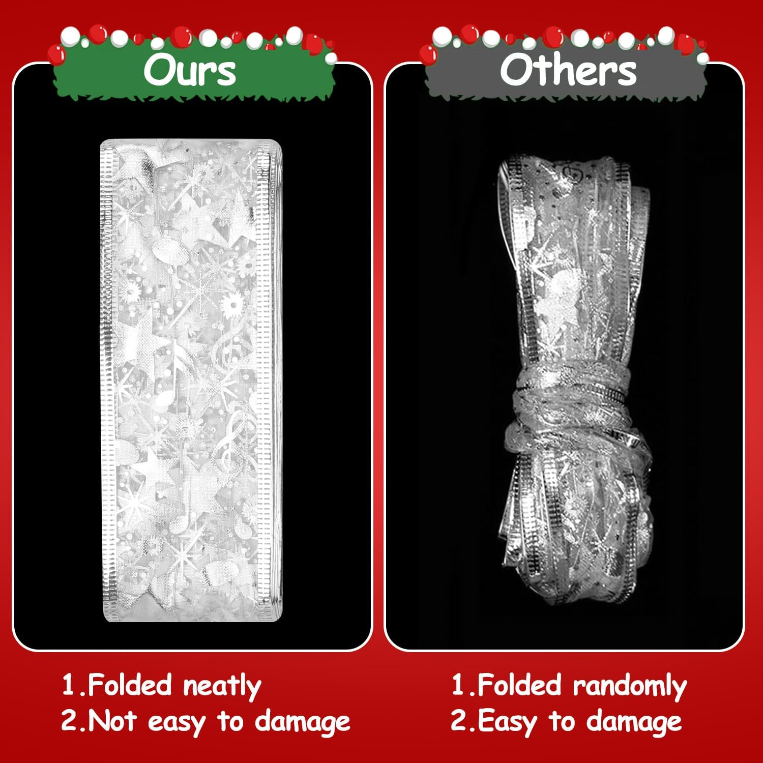 Christmas Tree Lights 10 M/32.8Ft 100 LED Fairy String Lights Battery Operated Copper Wire Ribbon Bows Light for Party Wedding Holiday Indoor Outdoor Decorations (Silver) image number 4