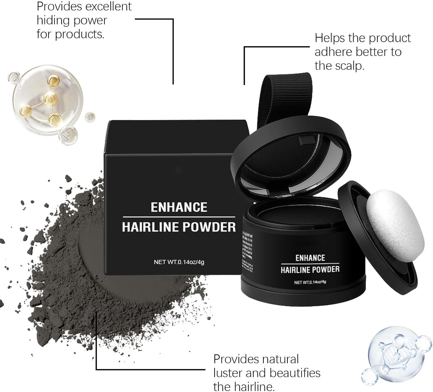 Covrix Instant Hair Powder, Veinsgrain Hair Powder, Hairline Powders Instantly Conceals Hairloss, Root Touch up Hairpowder, Hairlinepowder Stick Root Cover up (#03 Black 黑色) image number 5