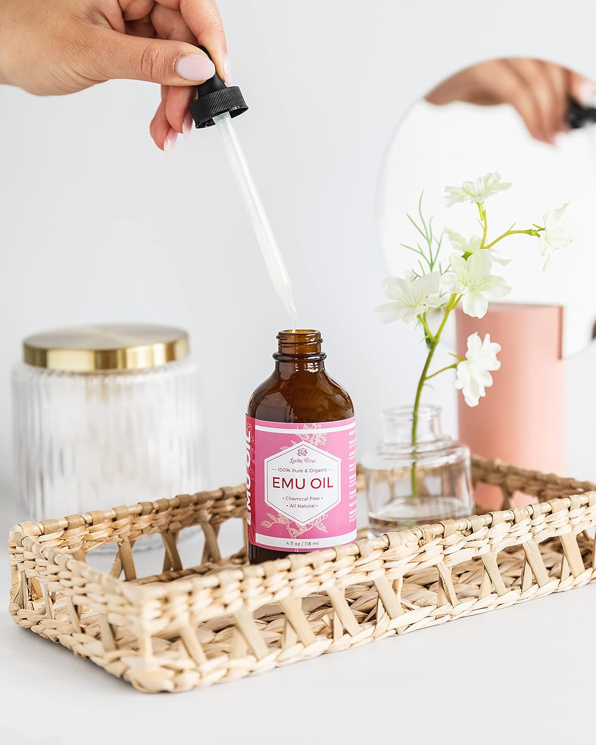 Emu Oil by Leven Rose 100% Pure Natural Hair Strengthener Scar Minimizer anti Aging Skin Moisturizer 4 Oz