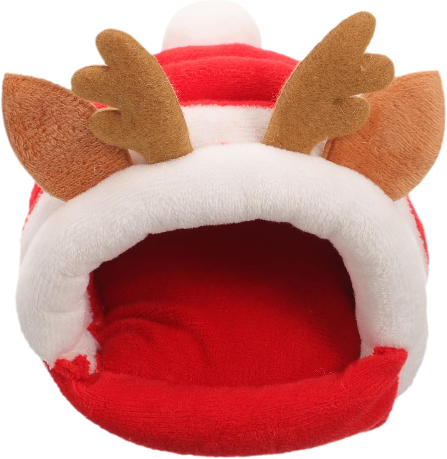PRETYZOOM Christmas Guinea Pig House Cute Xmas Elk Shaped Hamster Hideout Winter Warm Chinchilla Bed Sleeping Cave for Small Pets Size S image number 3