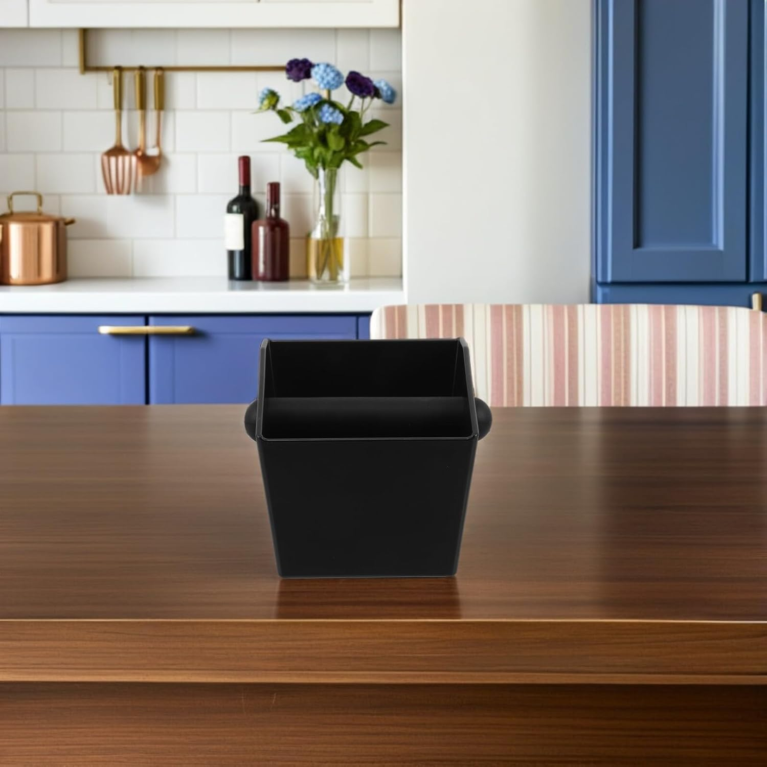 DONFAMDS Espresso Coffee Knock Box Black Square Coffee Grounds Bin Removable Knock Bar Non-Slip Base Waste Disposal image number 3