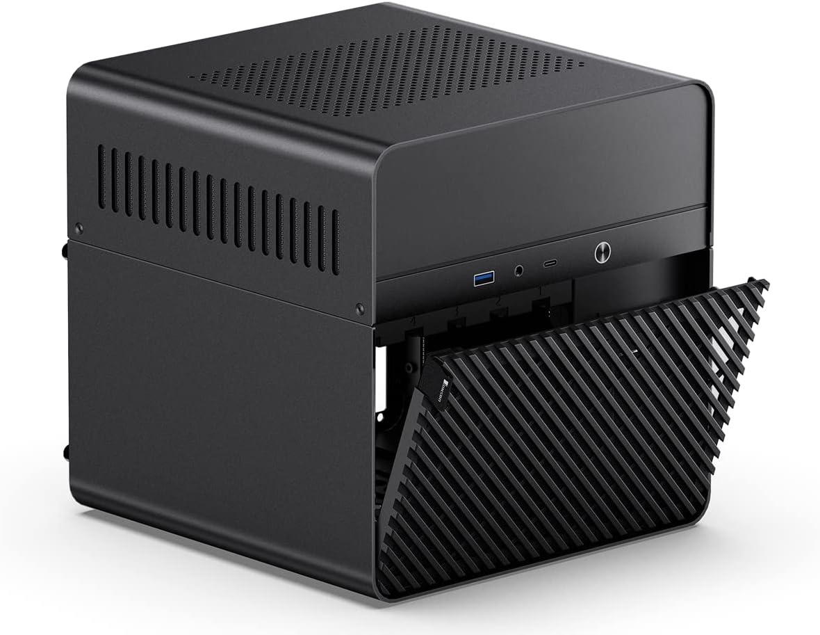 JONSBO N2 Black NAS ITX Case 5+1 Disk Bays Mini Aluminum Case, Built-In 12Cm Fan, SFX Power Bite (L150Mm Max.), Support 65Mm CPU Cooler, Integrated Upper Cover Removable,Black image number 3
