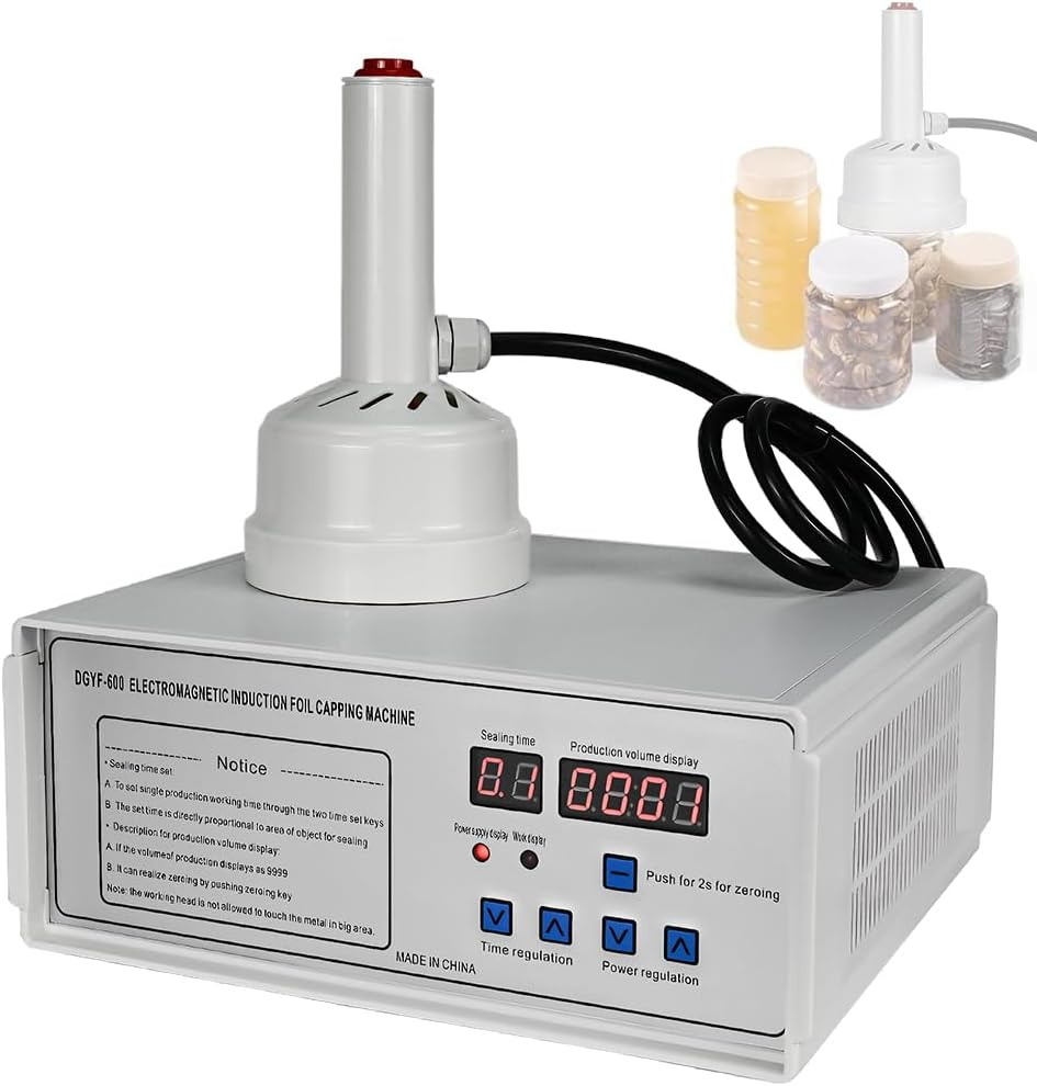 CHAOFLIGHT Induction Sealing Machine, Handheld Electromagnetic Heat Sealer Bottle Cap Diameter 20-85Mm Adjustable Food Sealer Machine for Aluminum Foil for Plastic Bottles Caps (20-85 Mm)