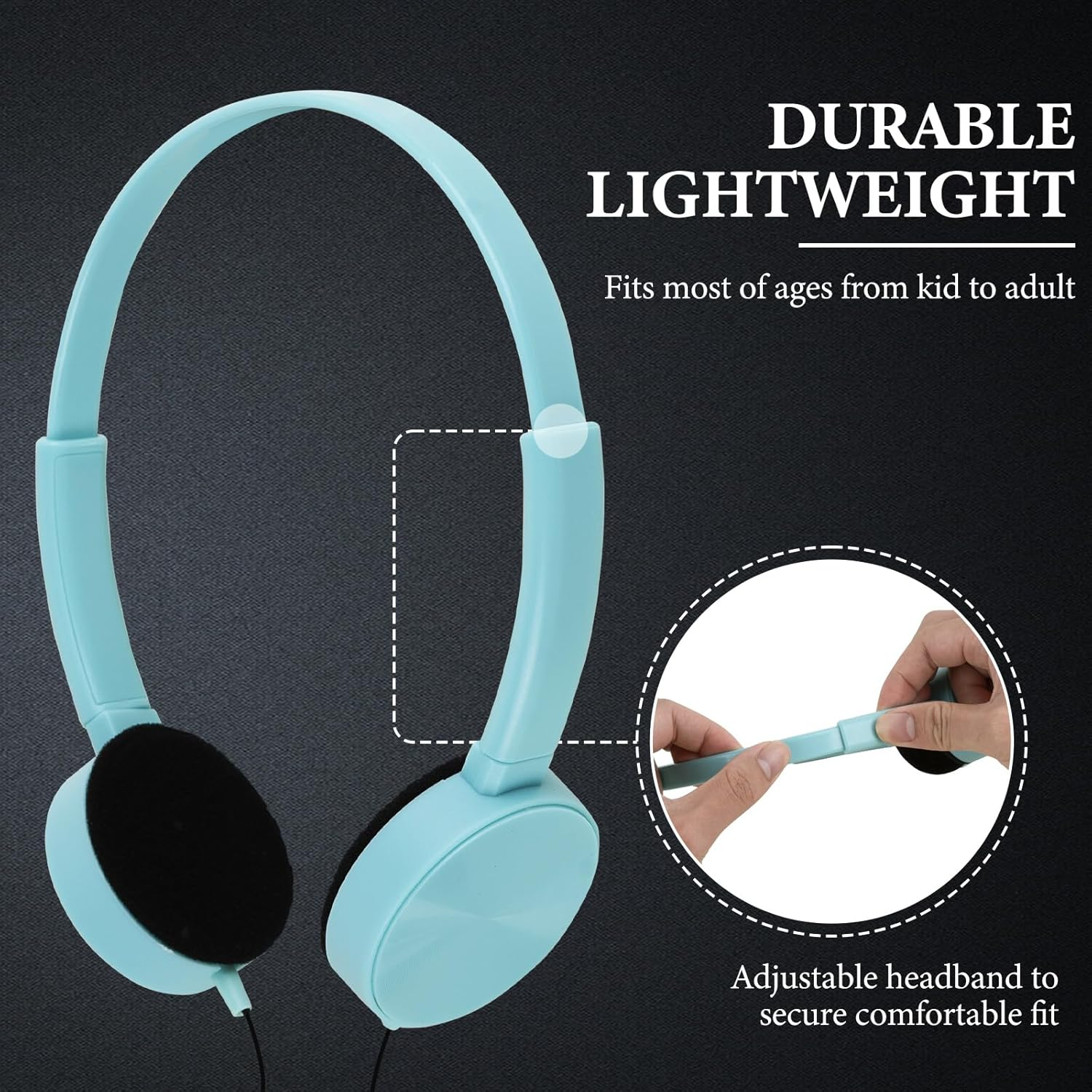 Geekria 24 Pack Wired Headphones for Classroom Adjustable On-Ear Headphones, Kids Headphones Wholesale Children On-Ear Headset for Schools, Student, Libraries, Computer Lab, Bulk Pack image number 3