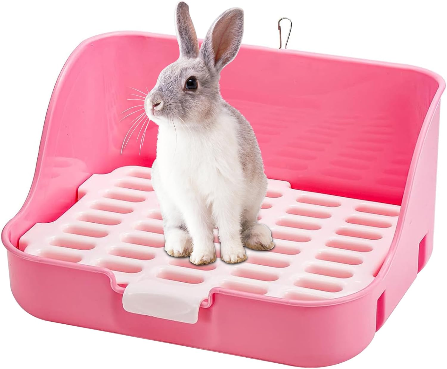Rabbit Litter Box, Bunny Toilet Box, Large Rabbit Litter Box Trainer, Rectangular Plastic Square Cage Box with Hanging Clip, Bunny Corner Litter Pan Pet Toilet Potty Trainer, Small Animal Toilet (PK)
