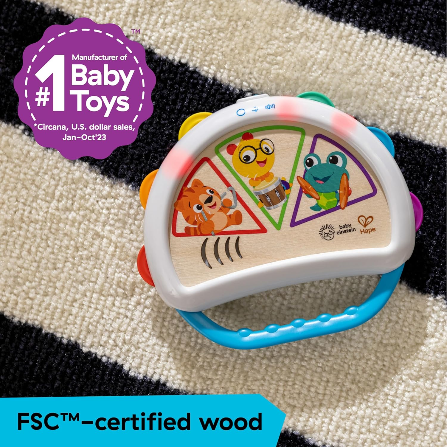 Baby Einstein + Hape Tap & Shake Magic Touch Tambourine, Ages 6 Months and Up image number 6